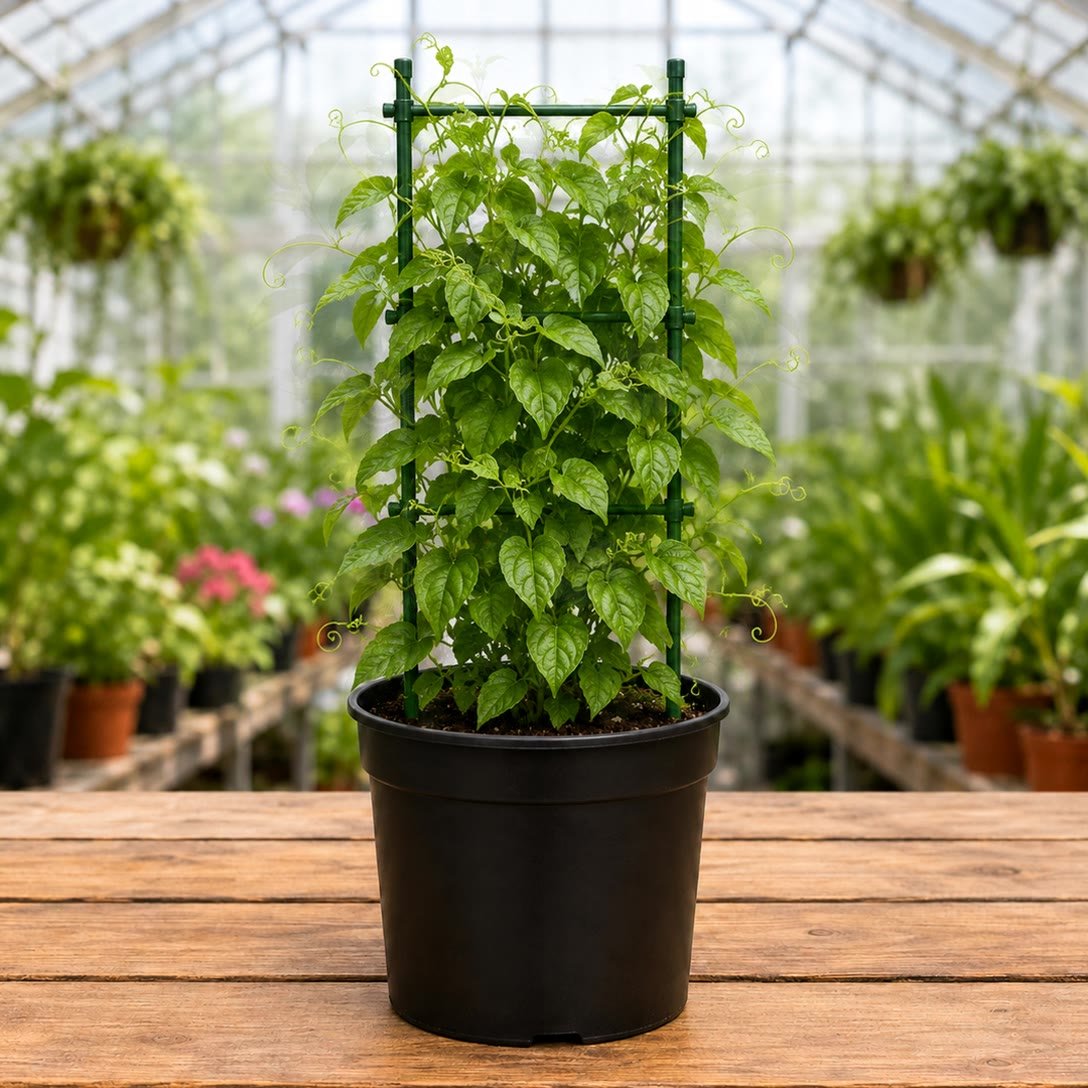 Passion fruit vine climbing and developing new growth